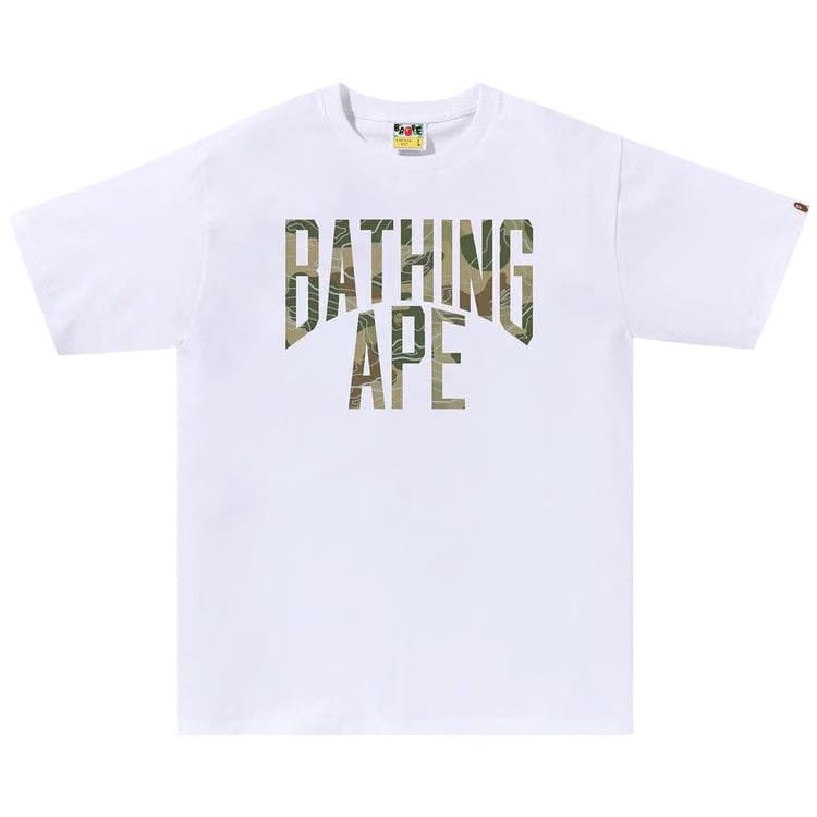 BAPE Layered Line Camo NYC Logo T-Shirt White/Beige