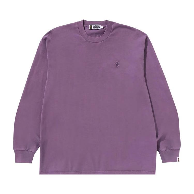 BAPE Ape Head One Point Garment Dyed Long-Sleeve T-Shirt Purple