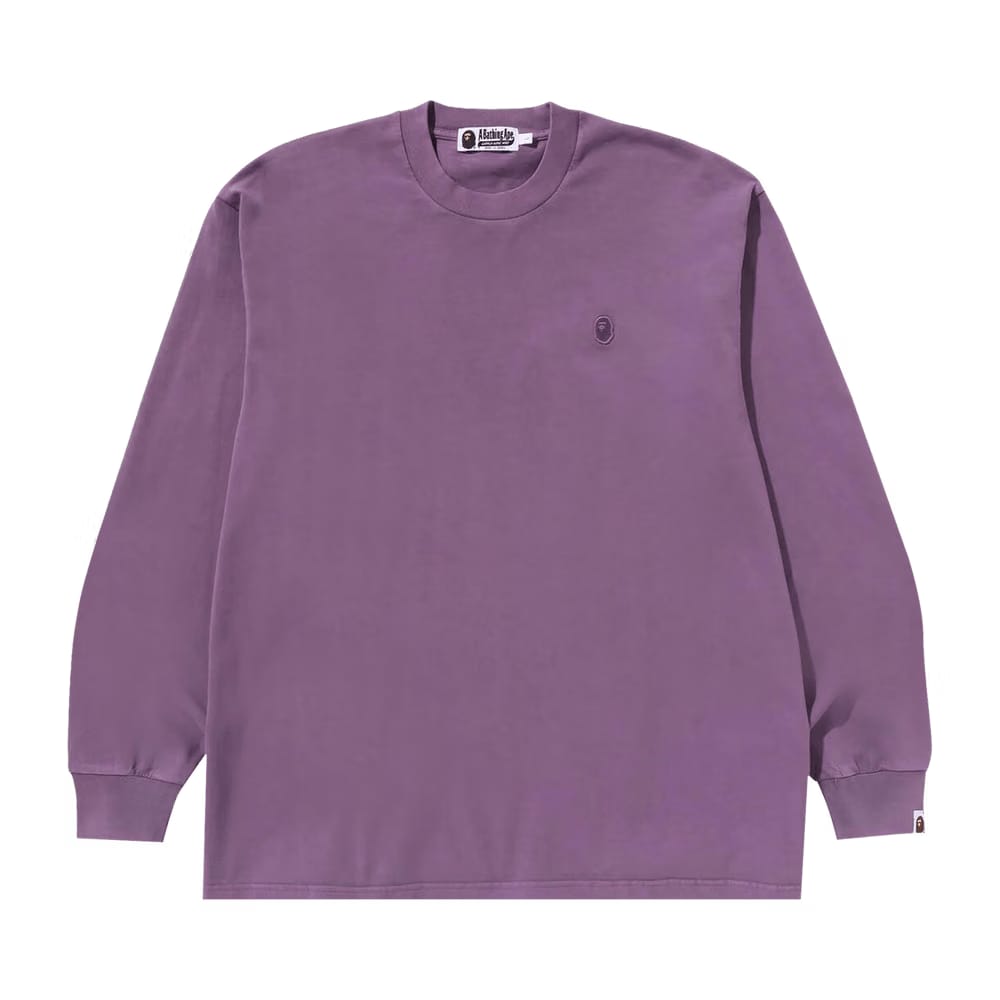 BAPE Ape Head One Point Garment Dyed Long-Sleeve T-Shirt Purple