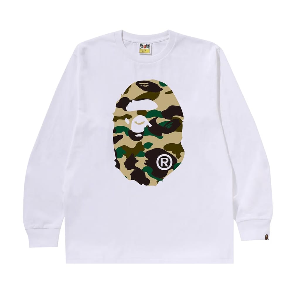 BAPE 1st Camo Big Ape Head Long-Sleeve T-Shirt White/Yellow