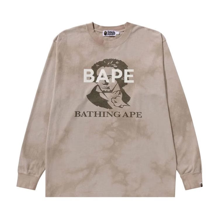 BAPE Tie Dye Bathing Ape Long-Sleeve T-Shirt Beige