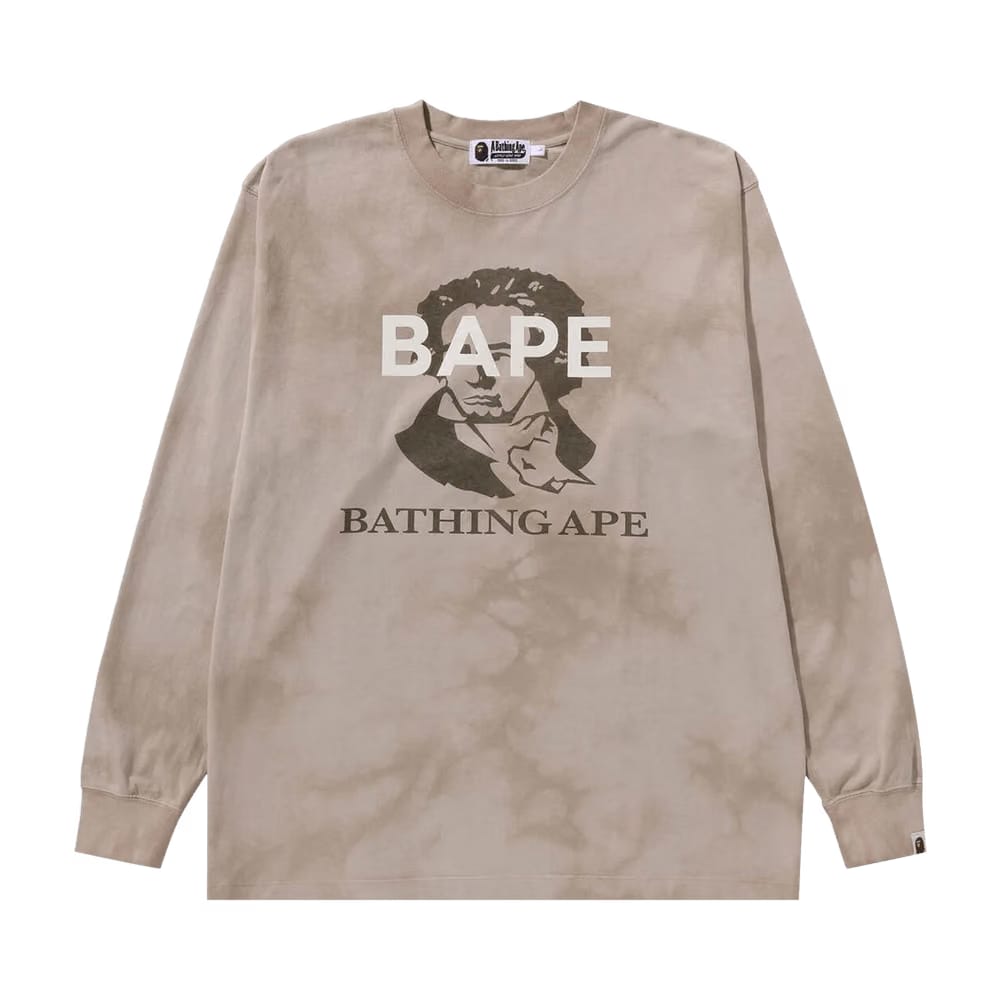 BAPE Tie Dye Bathing Ape Long-Sleeve T-Shirt Beige