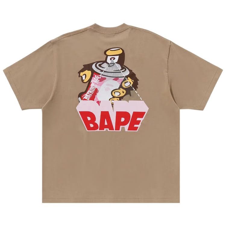 BAPE Graffiti Logo Relaxed Fit T-Shirt Beige