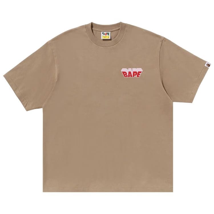 BAPE Graffiti Logo Relaxed Fit T-Shirt Beige
