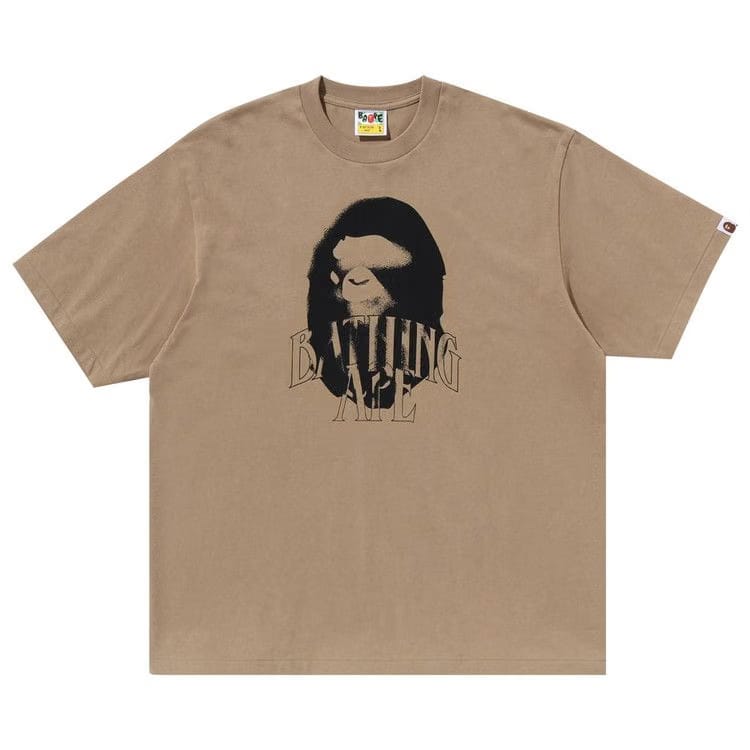 BAPE Spray Print Logo Relaxed Fit T-Shirt Beige