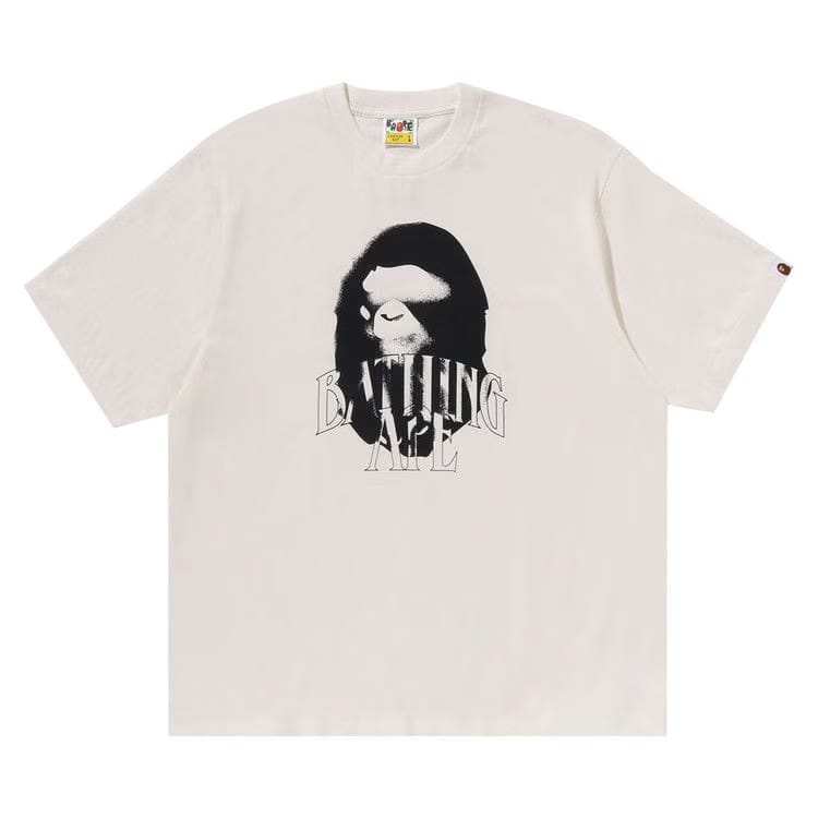 BAPE Spray Print Logo Relaxed Fit T-Shirt Ivory