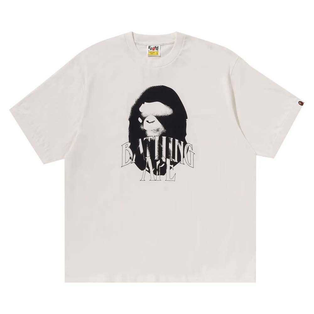 BAPE Spray Print Logo Relaxed Fit T-Shirt Ivory