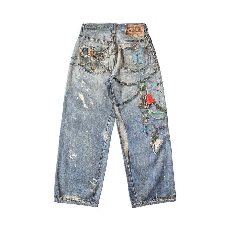 Acne Studios Denim Printed Jeans Blue