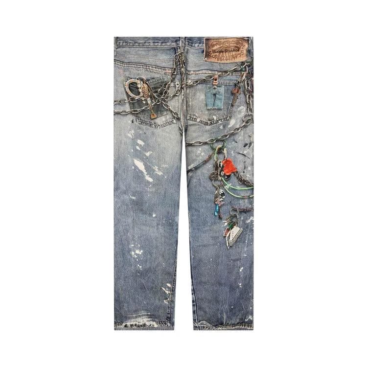 Acne Studios Denim Printed Jeans Blue