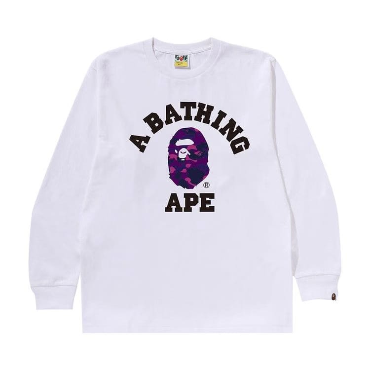 BAPE Color Camo College Long-Sleeve T-Shirt White/Purple
