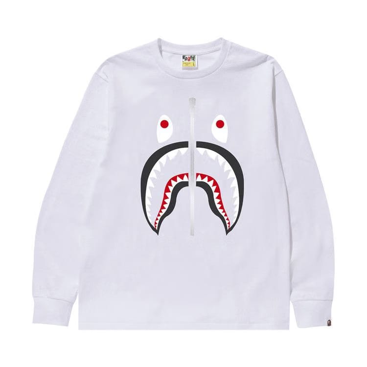 BAPE Shark Long-Sleeve T-Shirt White