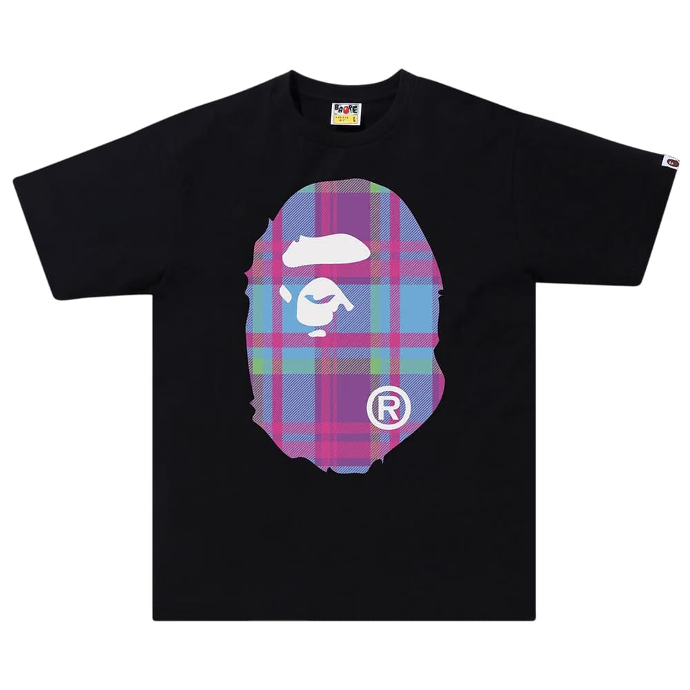 BAPE Check Big Ape Head T-Shirt Black/Purple