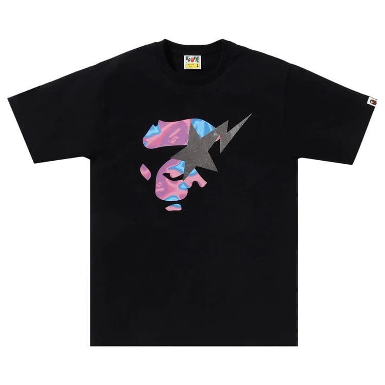 BAPE Liquid Camo Ape Face Sta T-Shirt Black/Pink