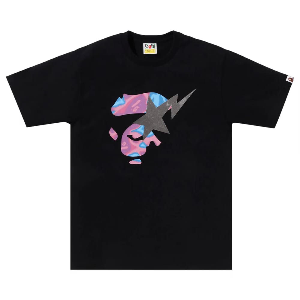 BAPE Liquid Camo Ape Face Sta T-Shirt Black/Pink