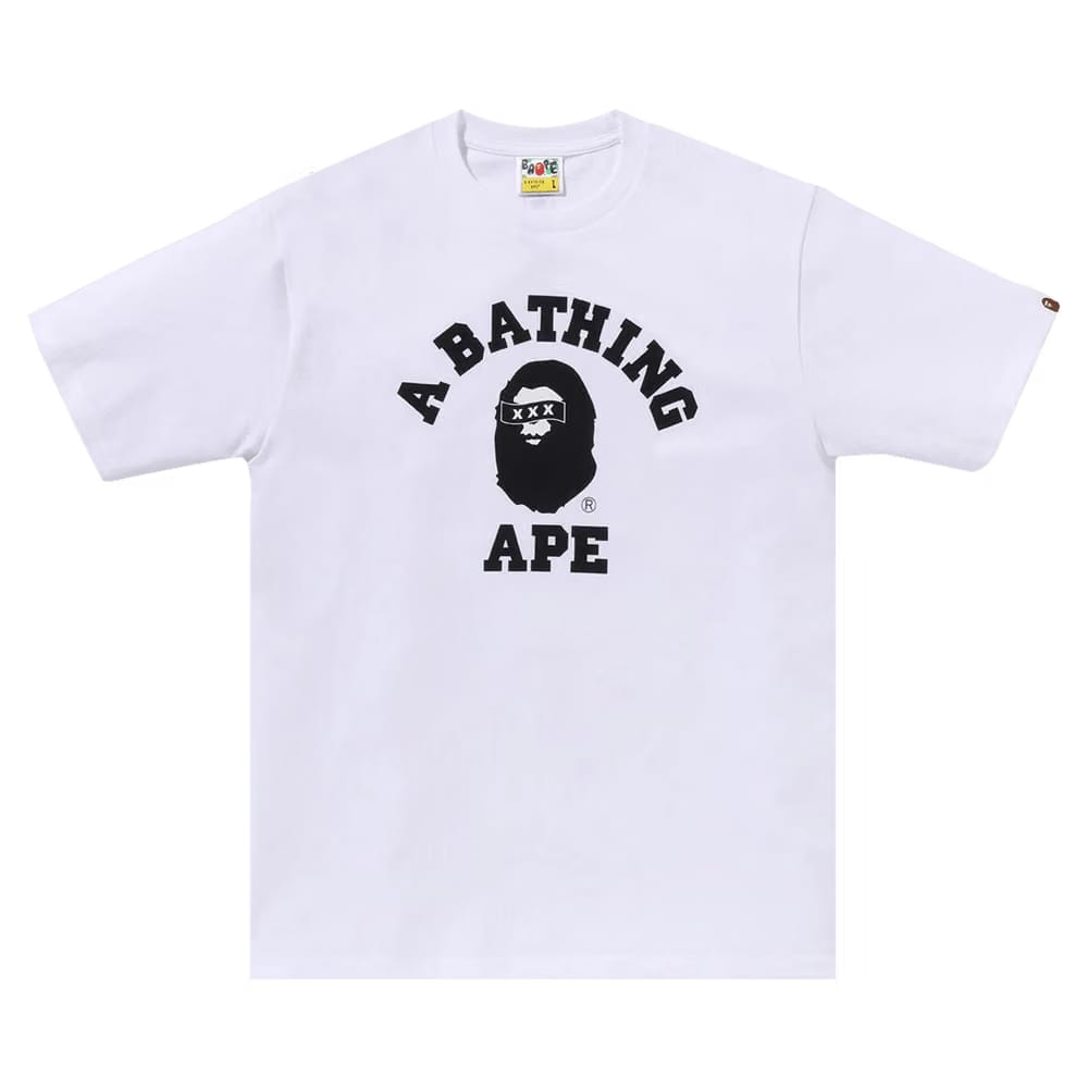 BAPE x GOD SELECTION XXX College Tee 'White'