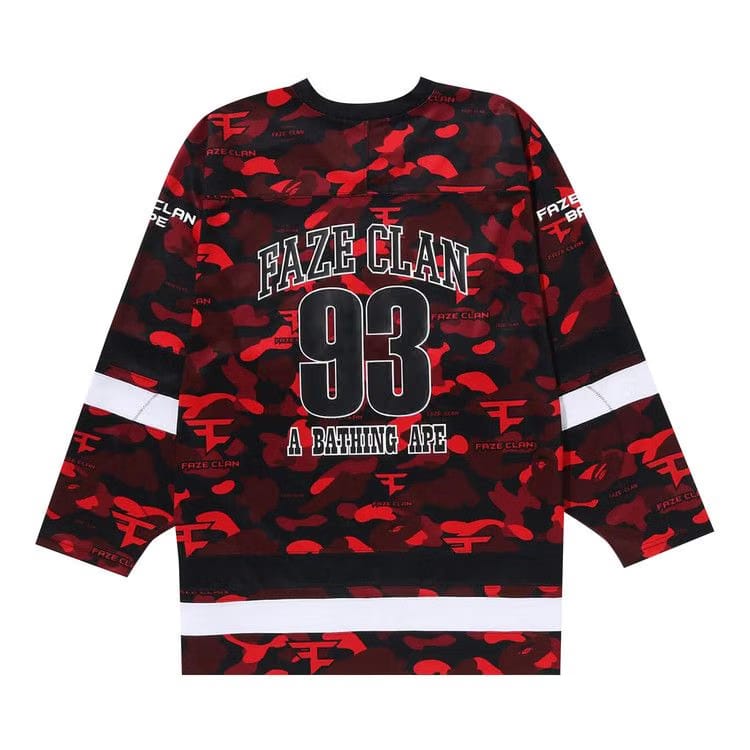 BAPE x FaZe Clan Hockey Long-Sleeve T-Shirt Red