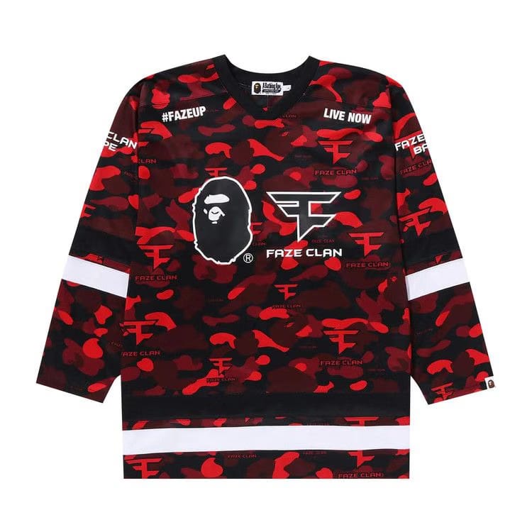 BAPE x FaZe Clan Hockey Long-Sleeve T-Shirt Red