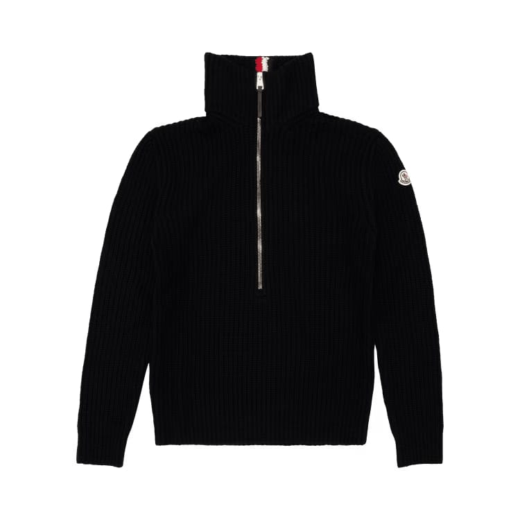 Moncler Knit Half-Zip Sweatshirt Black