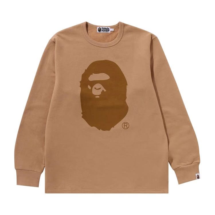 BAPE Ape Head Brushed Cotton Long-Sleeve T-Shirt Beige