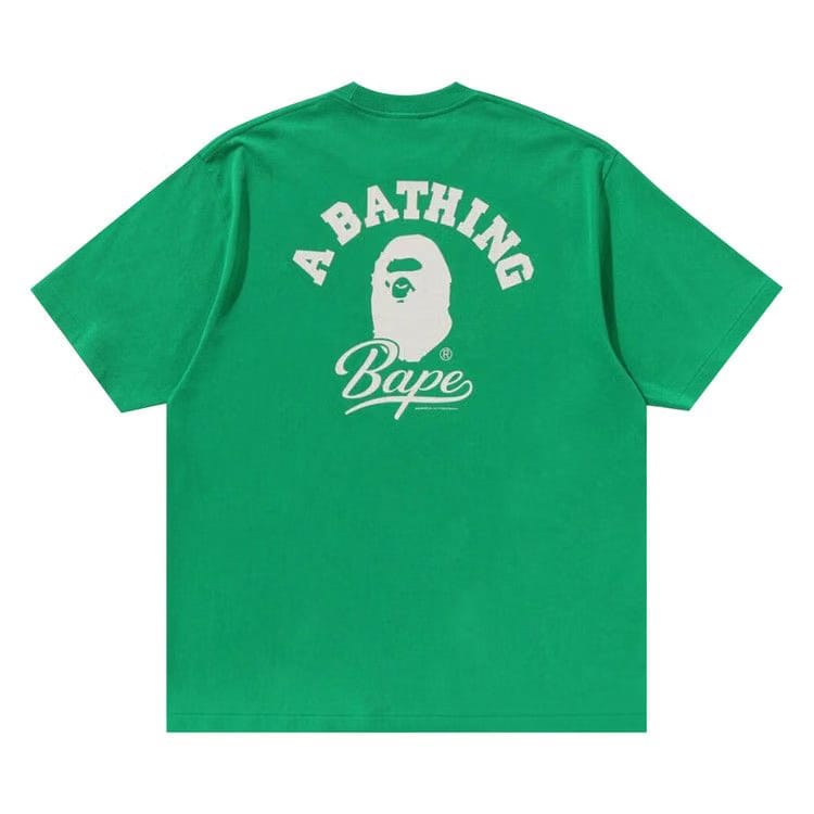 BAPE Cursive College Logo Relaxed Fit T-Shirt Green