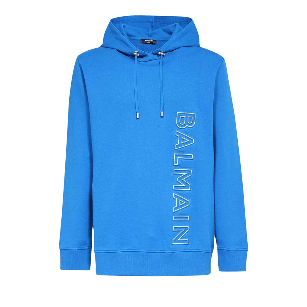 Balmain Embossed Balmain Hoodie Medium Blue/White