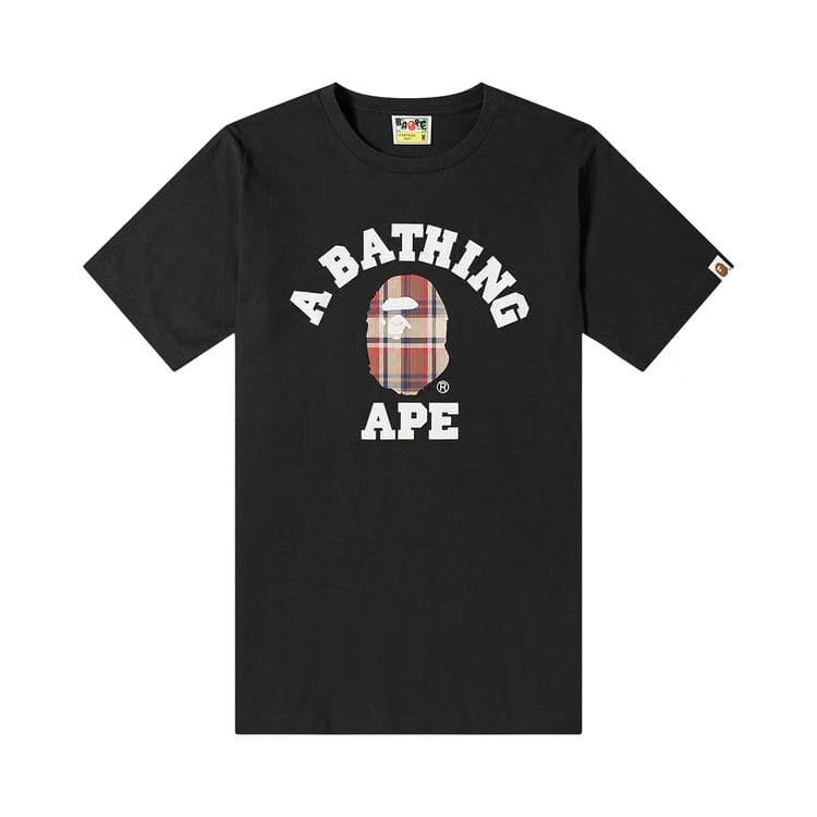 BAPE Check College T-Shirt Black/Red