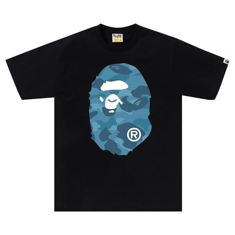 BAPE Honeycomb Camo Big Ape Head T-Shirt Black/Blue