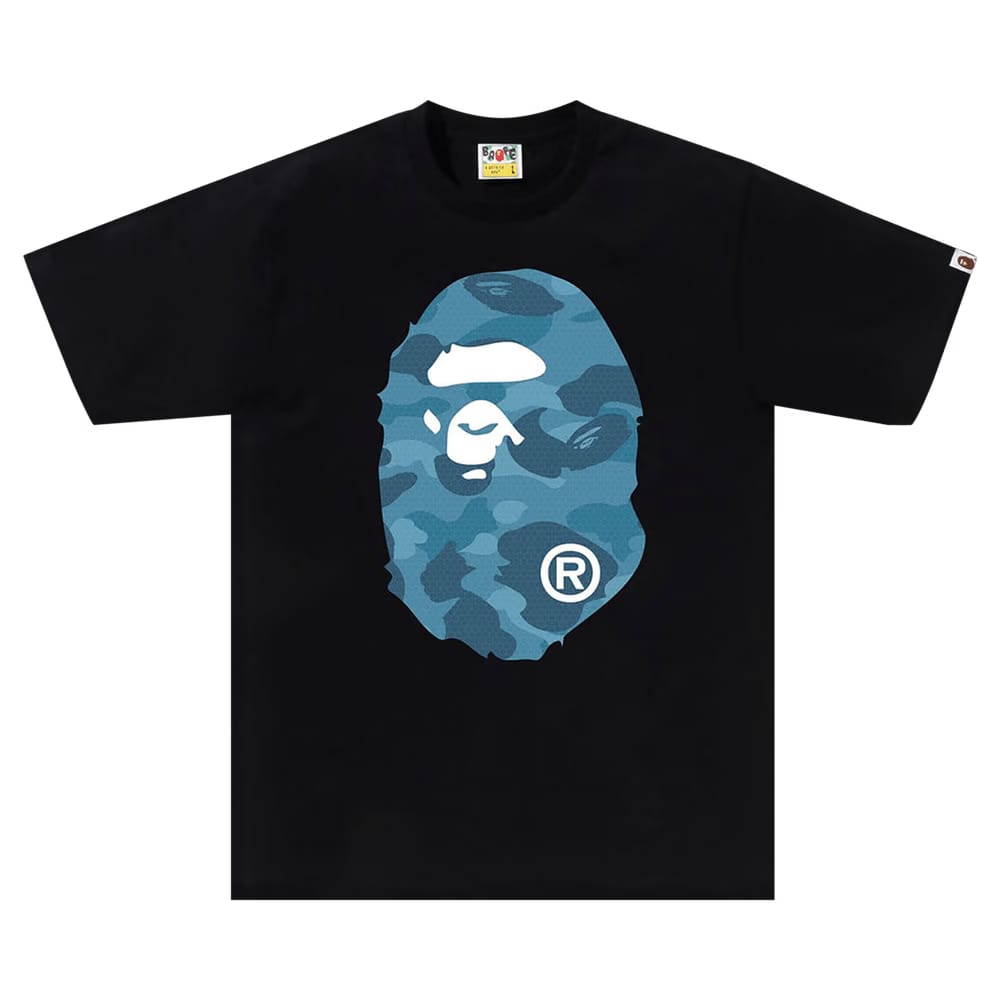 BAPE Honeycomb Camo Big Ape Head T-Shirt Black/Blue
