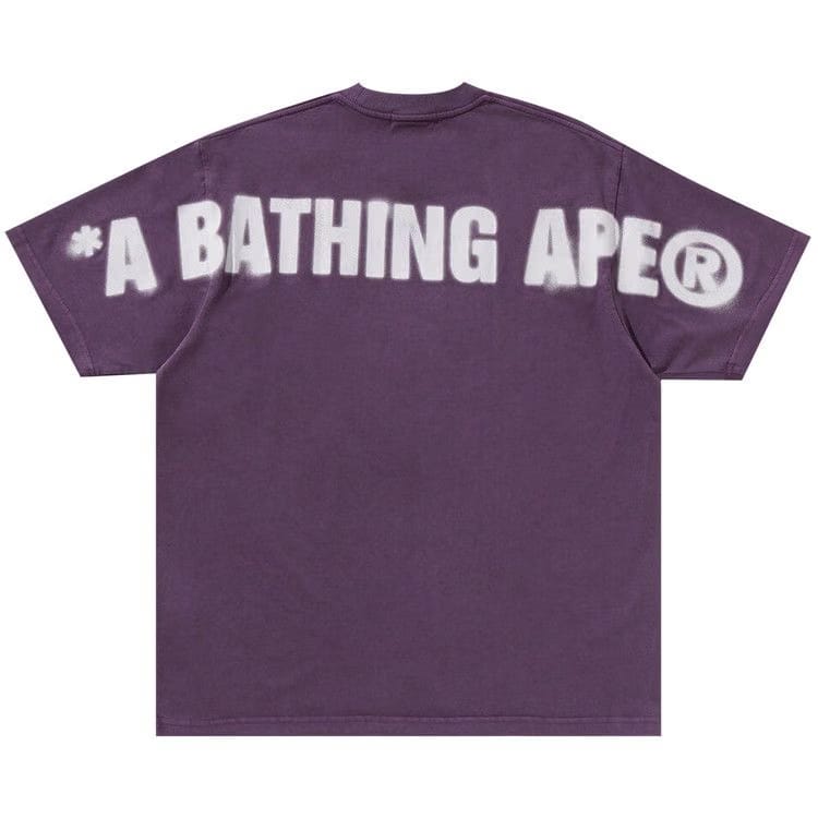 BAPE Spray Ape Head Garment Dyed Relaxed Fit T-Shirt Purple