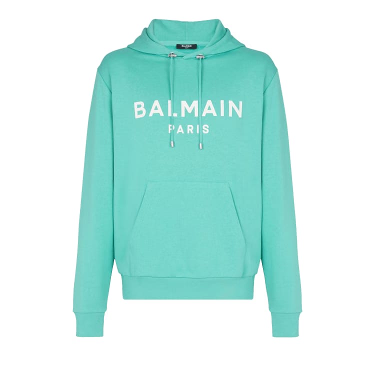Balmain Logo Hoodie Green/White