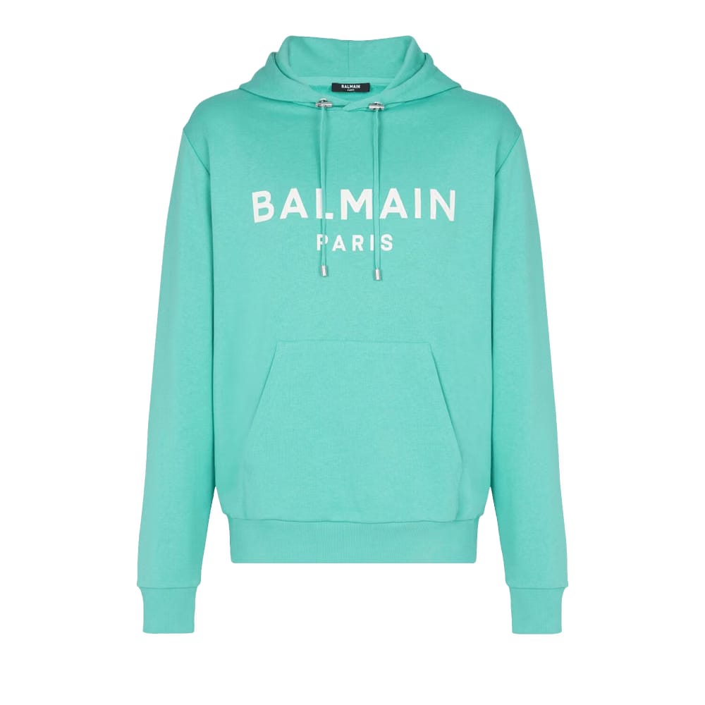 Balmain Logo Hoodie Green/White