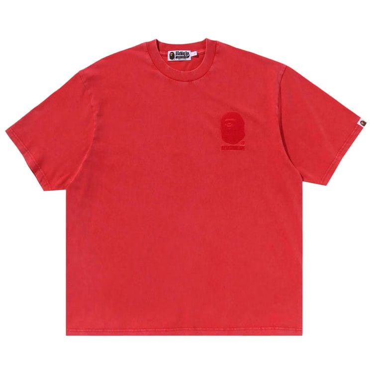 BAPE Ape Head One Point Acid Wash Relaxed Fit T-Shirt Red