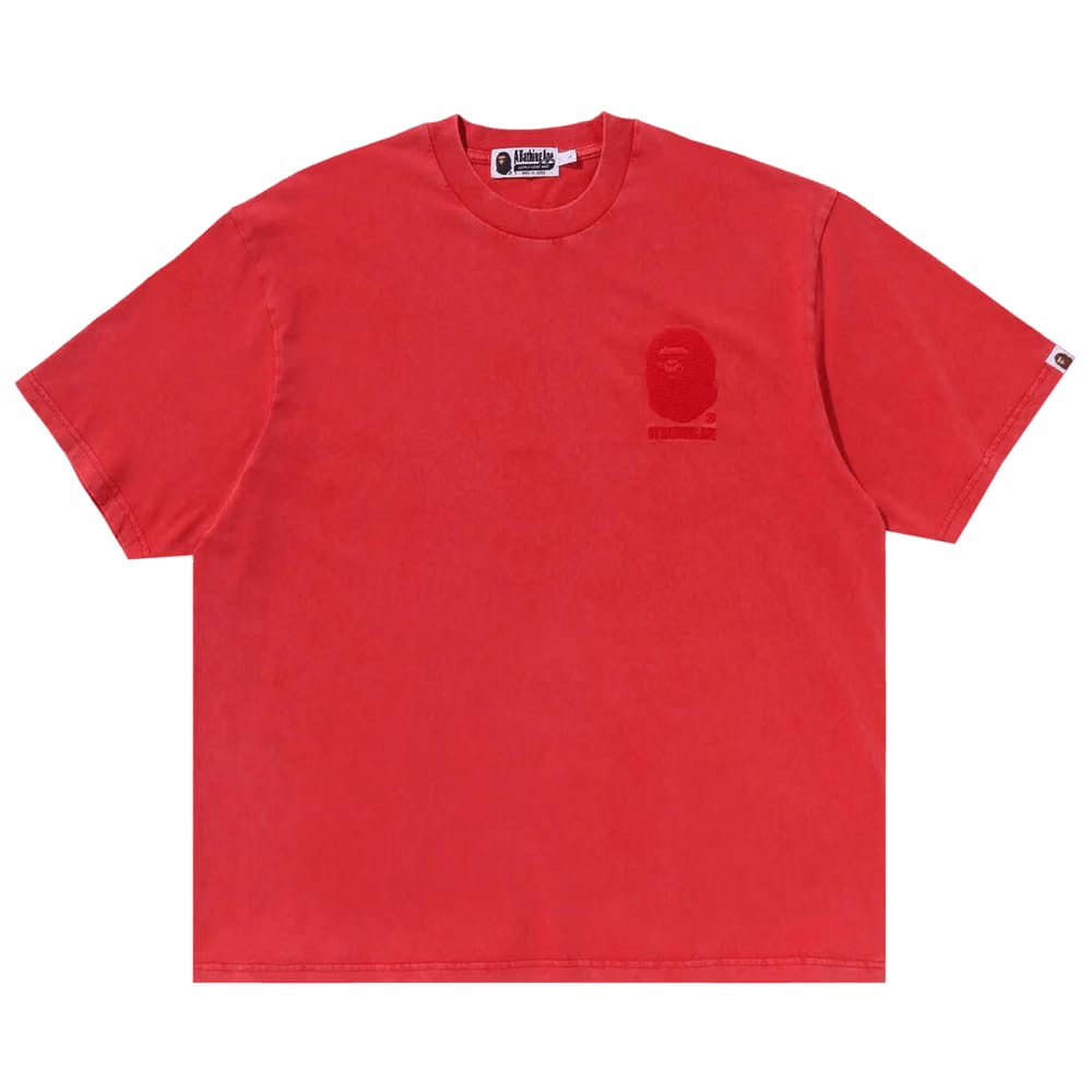 BAPE Ape Head One Point Acid Wash Relaxed Fit T-Shirt Red