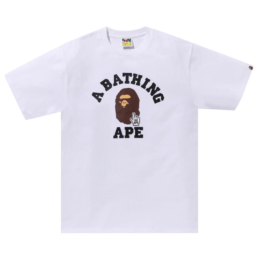 BAPE Go Ape Pointer College T-Shirt White