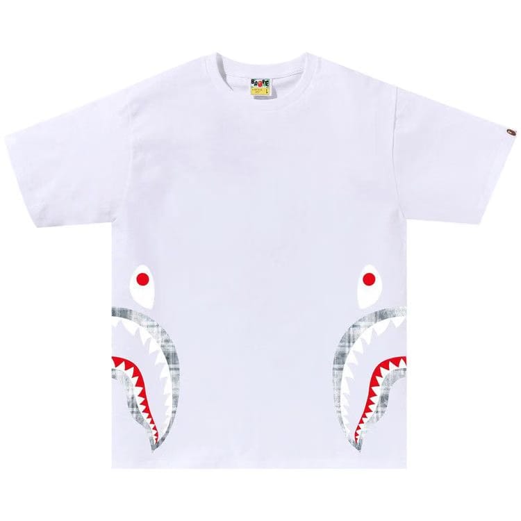 BAPE Bleached Check Side Shark T-Shirt White