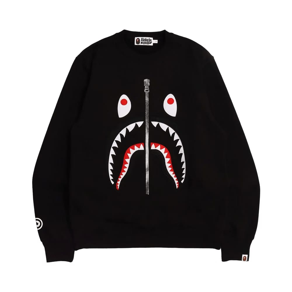 BAPE Patched Shark Crewneck Black