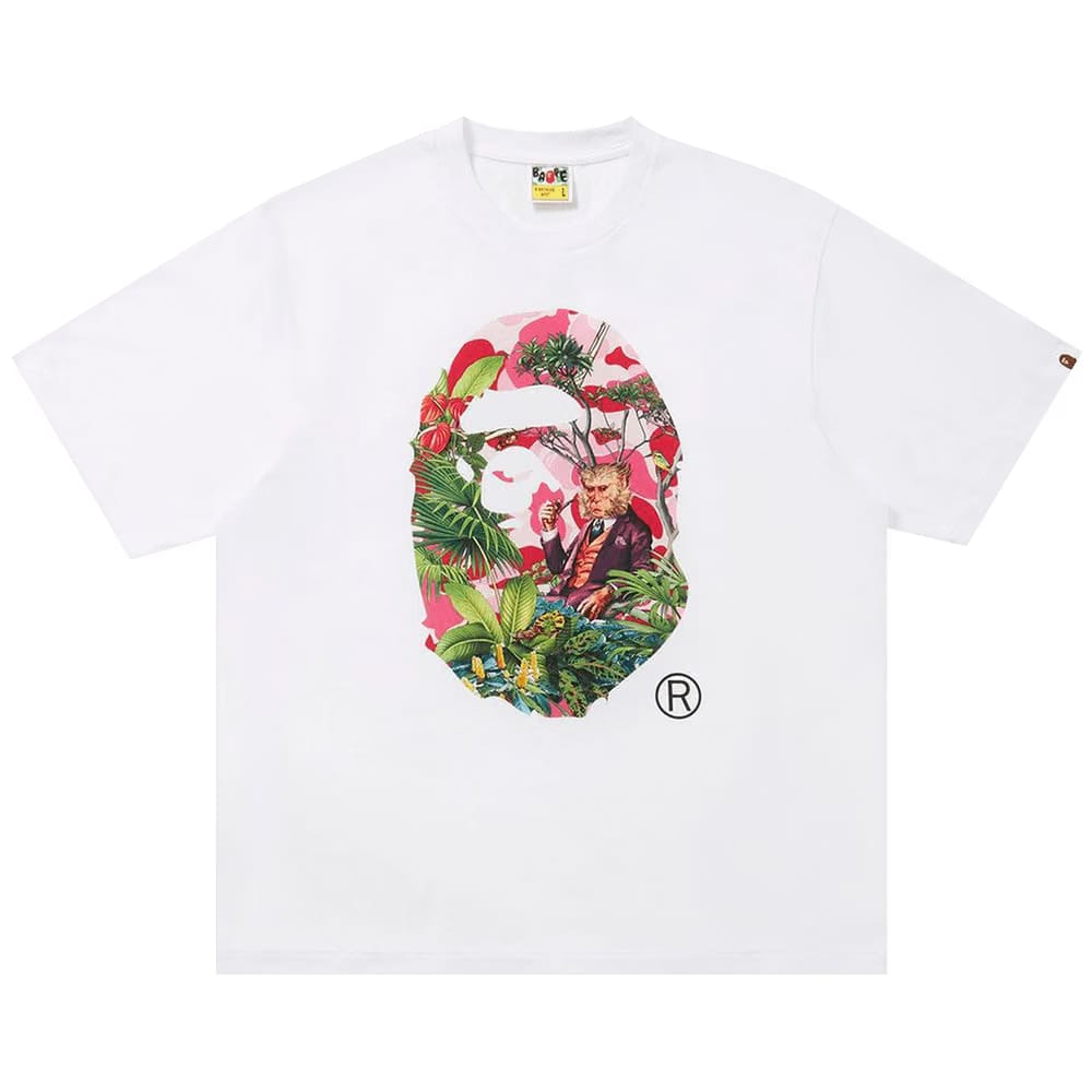 BAPE x Monkey 47 Ape Head T-Shirt White/Pink