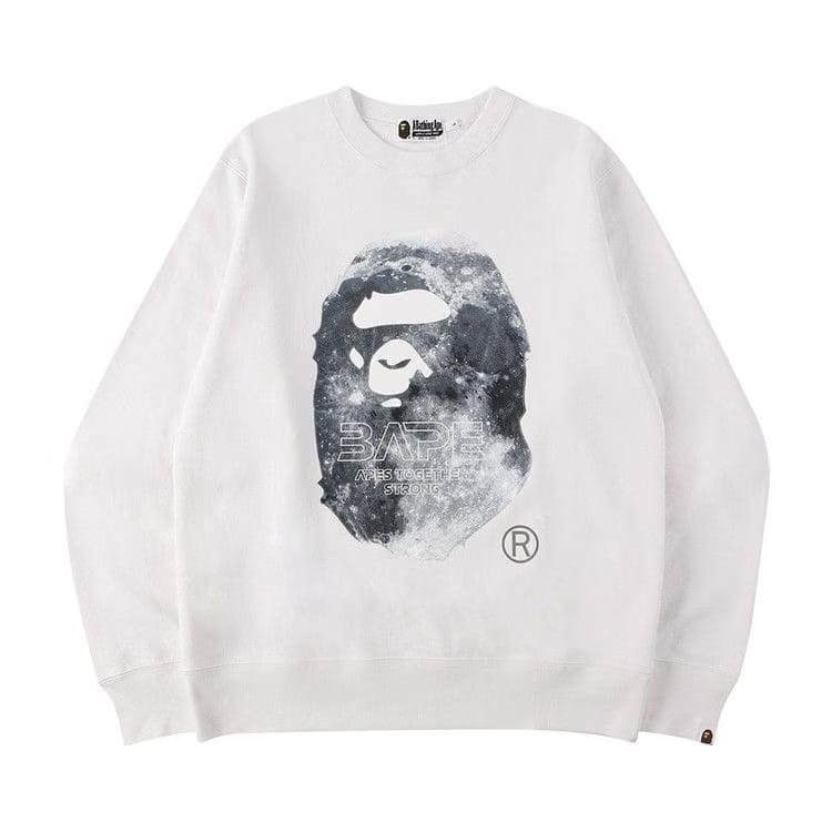 BAPE Ape Head Moon Crewneck White
