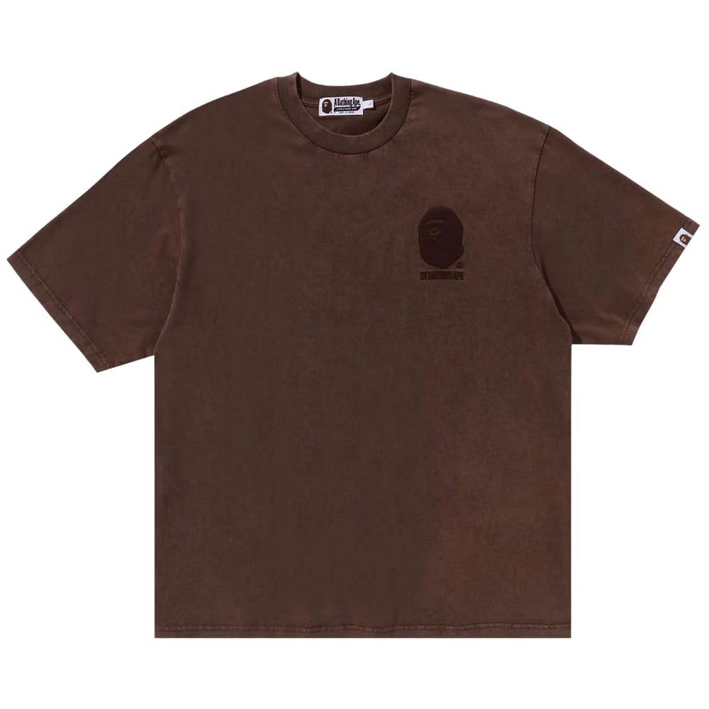BAPE Ape Head One Point Acid Wash Relaxed Fit T-Shirt Brown