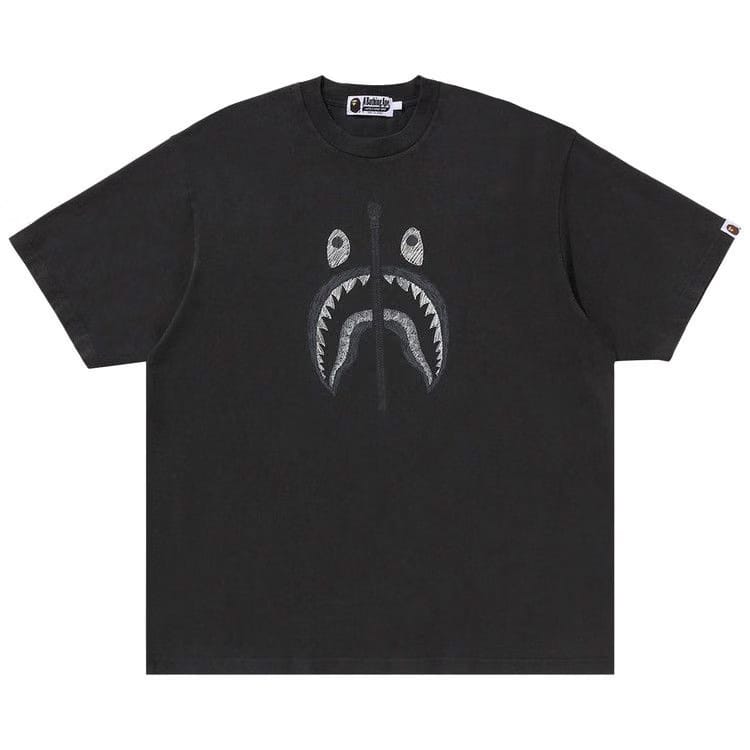 BAPE Garment Dye Shark Relaxed Fit T-Shirt Black