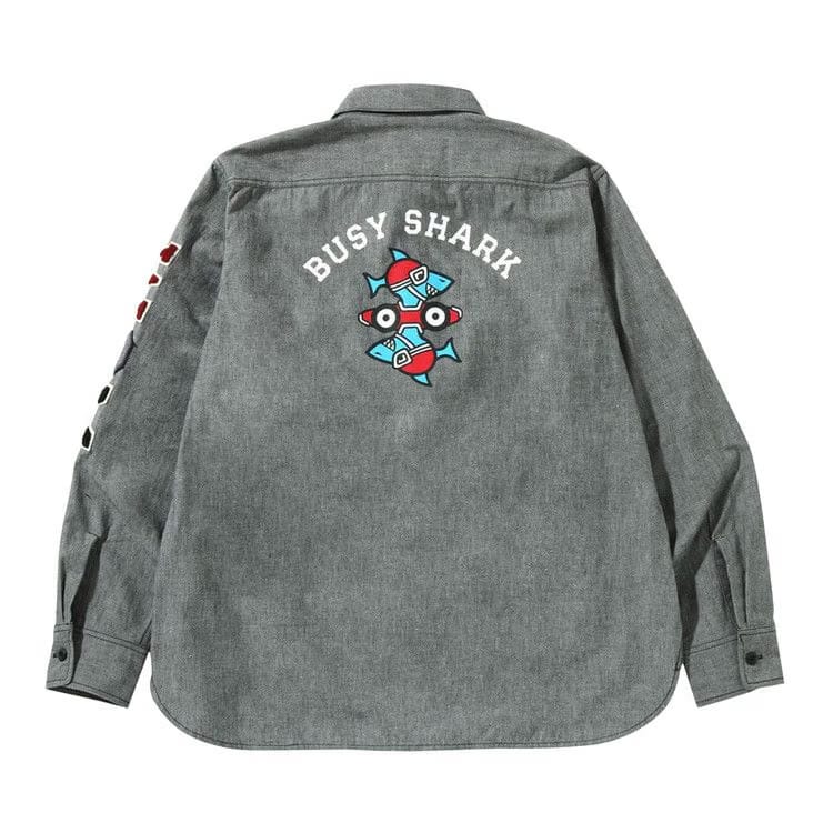 BAPE Busy Shark Chambray Relaxed Fit Shirt Black
