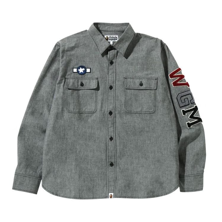 BAPE Busy Shark Chambray Relaxed Fit Shirt Black