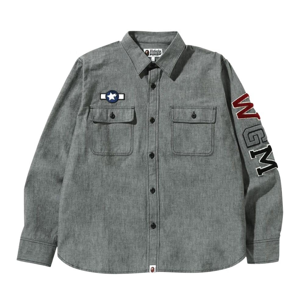 BAPE Busy Shark Chambray Relaxed Fit Shirt Black