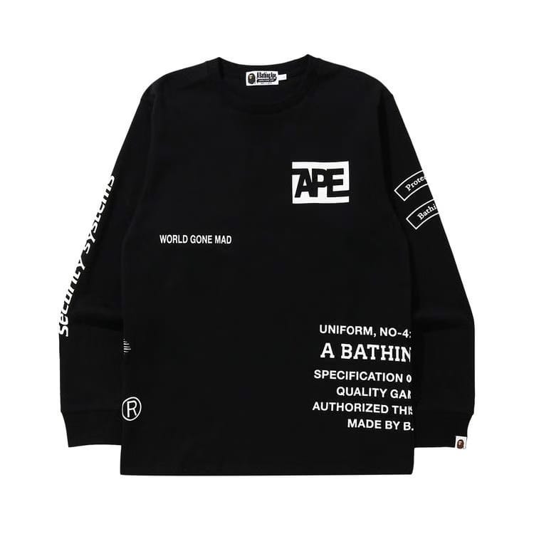 BAPE Security Multi Print Long-Sleeve T-Shirt Black