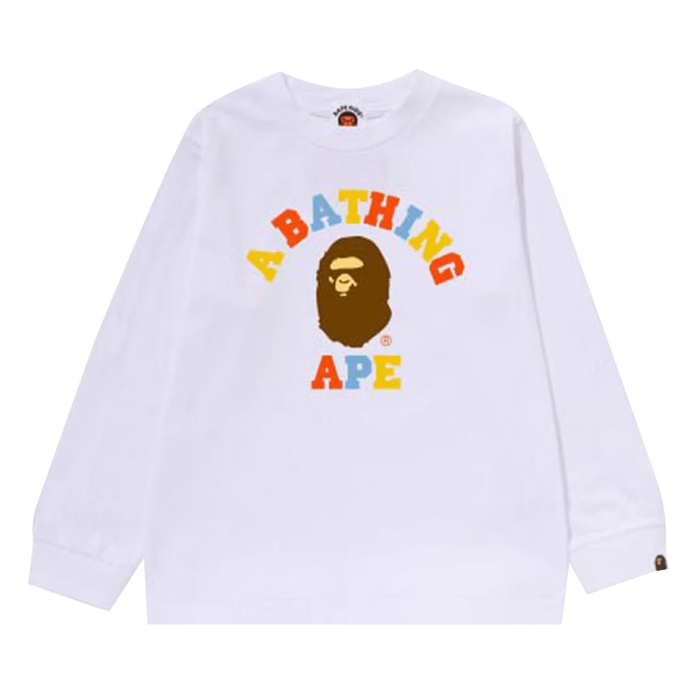 BAPE Kids Colors College Long-Sleeve T-Shirt White
