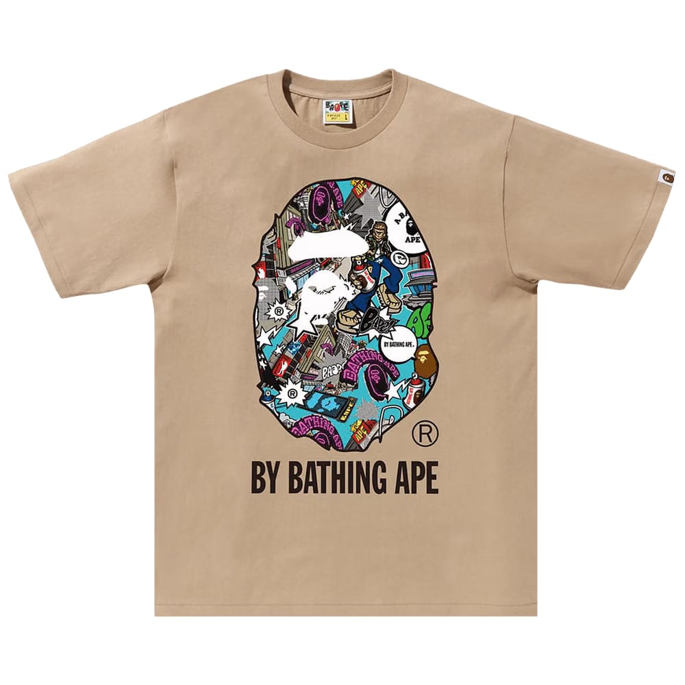 BAPE Comic Art Ape Head T-Shirt Beige