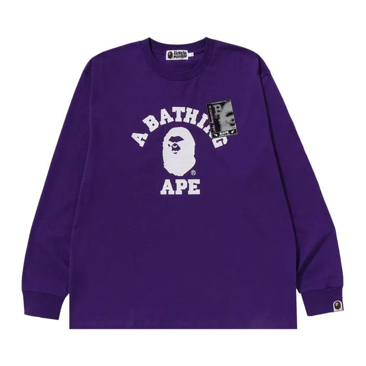 BAPE Mad Face College Long-Sleeve T-Shirt Purple