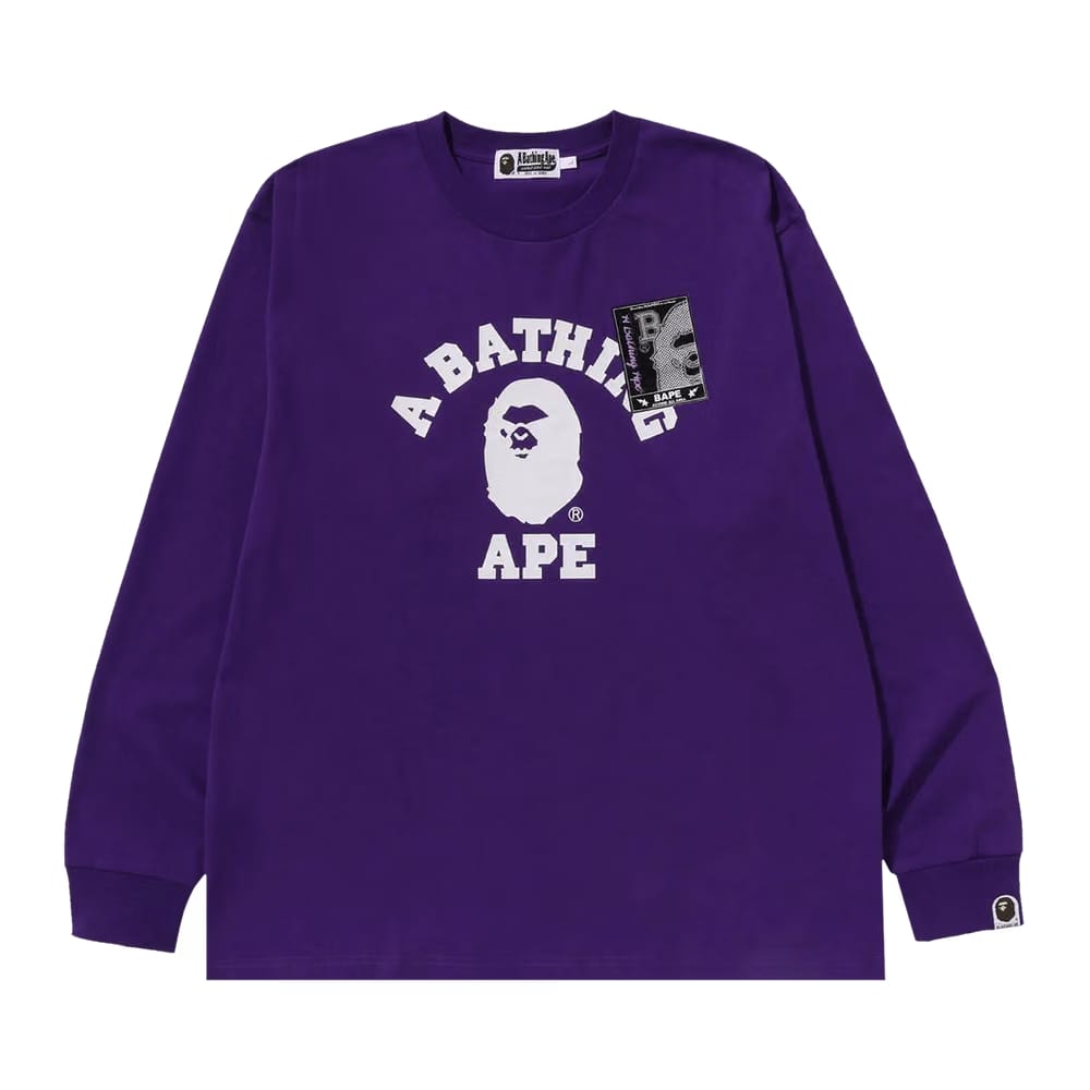 BAPE Mad Face College Long-Sleeve T-Shirt Purple