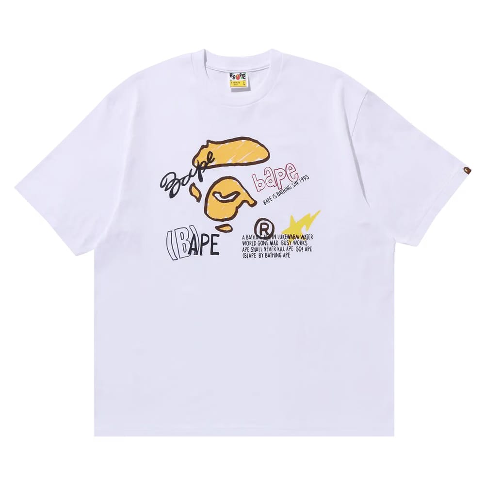 BAPE Hand Draw Graphic Relaxed Fit T-Shirt White