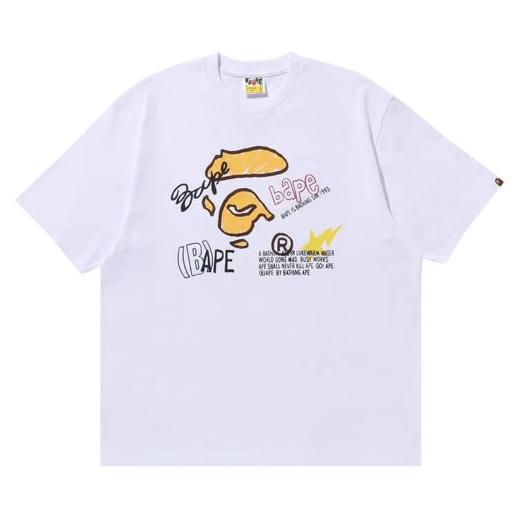BAPE Hand Draw Graphic Relaxed Fit T-Shirt White